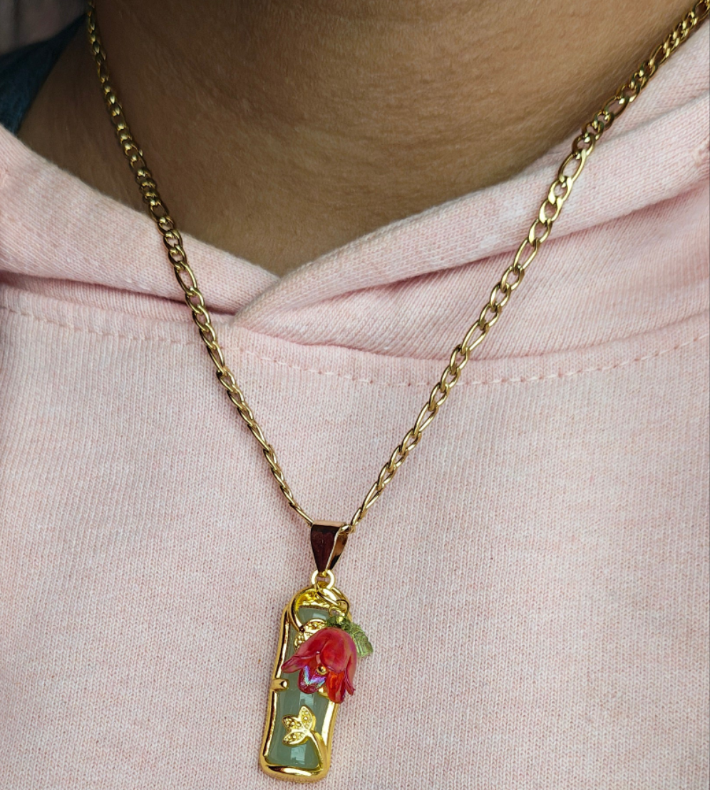 Harmony Jade Bamboo Flower Necklace