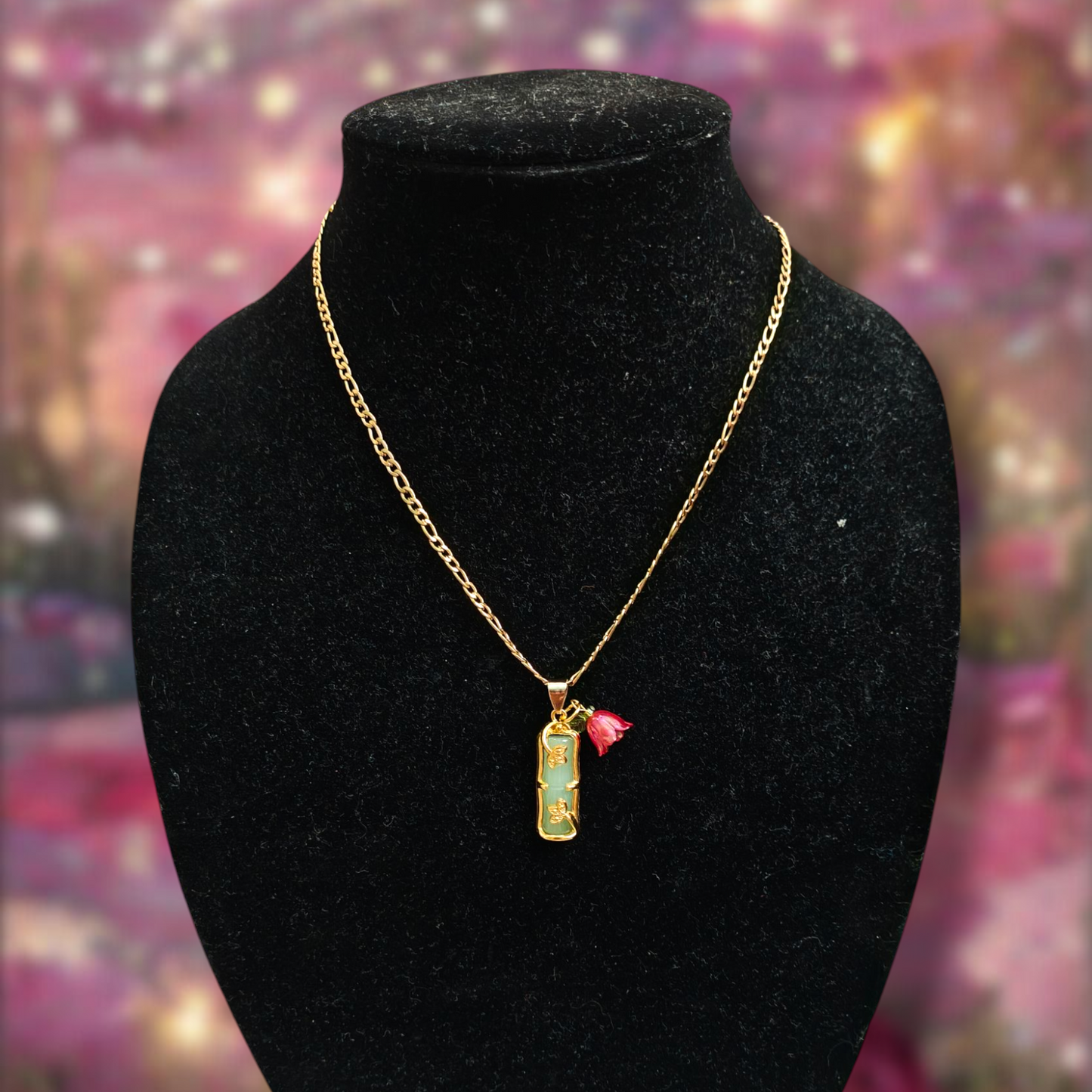 Harmony Jade Bamboo Flower Necklace