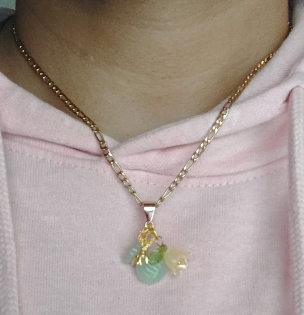 Money Bag Jade Flower Necklace