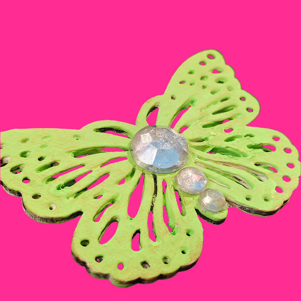 Sage Butterfly Green Wooden Beaded Necklace