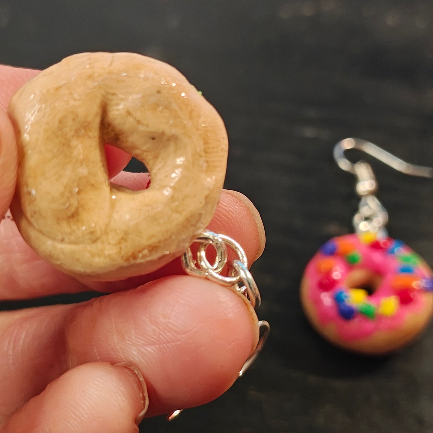 Tahira Pink Frosted Sprinkle Doughnut Earrings