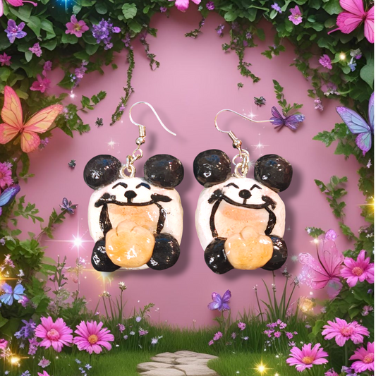 Poppy Panda Worry Stone Earrings
