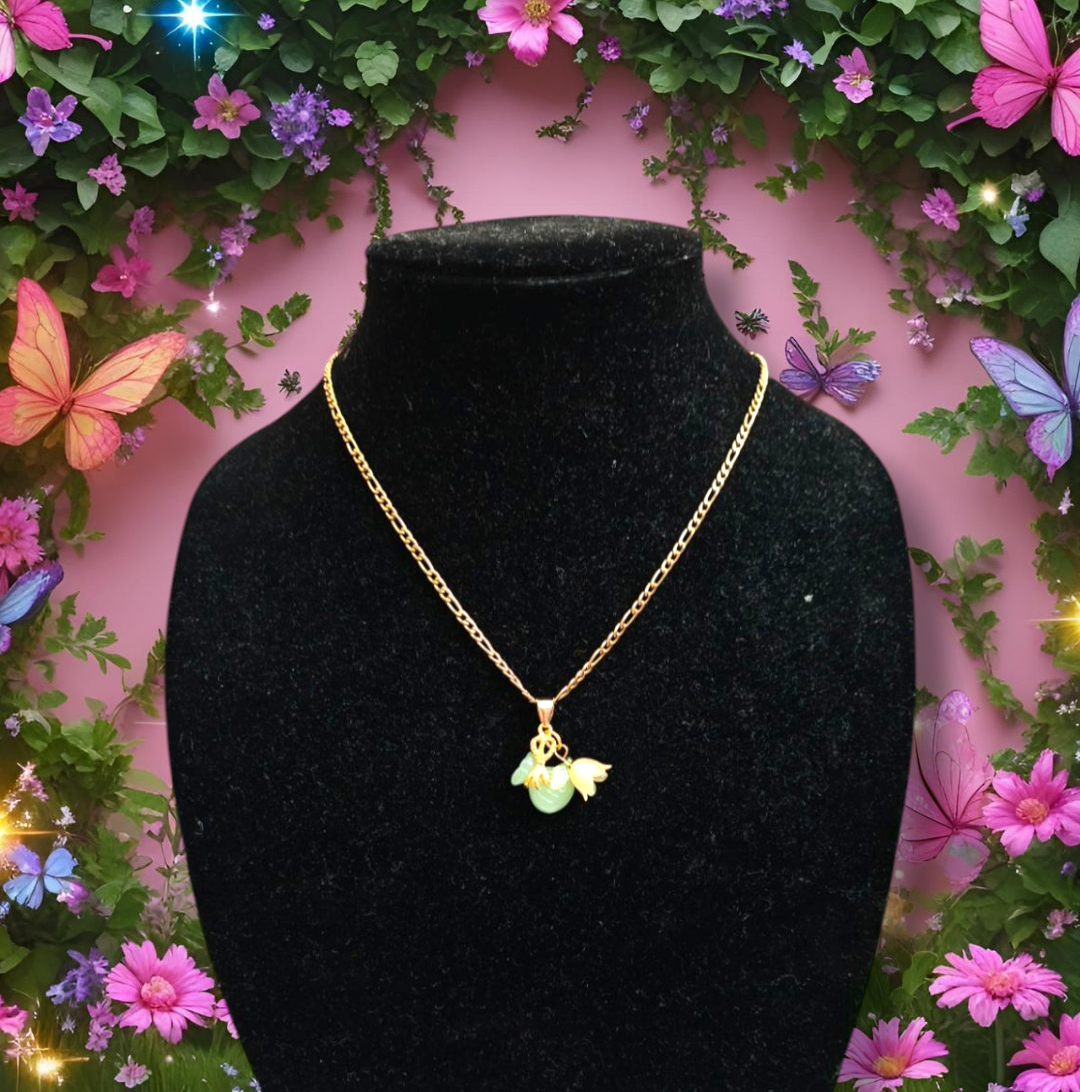 Money Bag Jade Flower Necklace