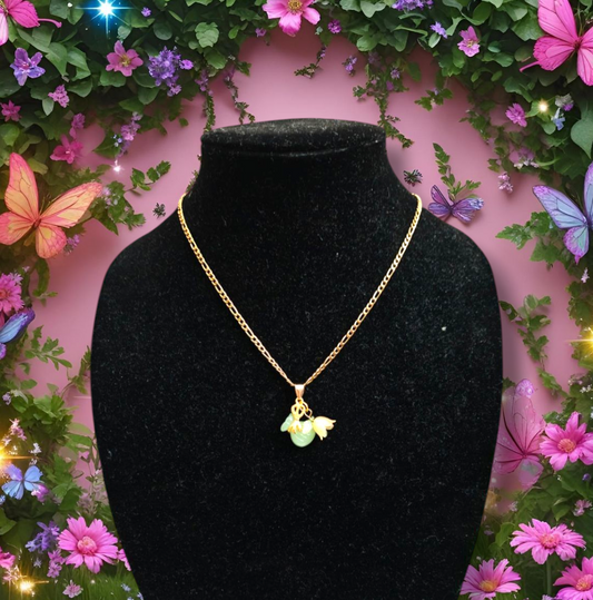 Money Bag Jade Flower Necklace
