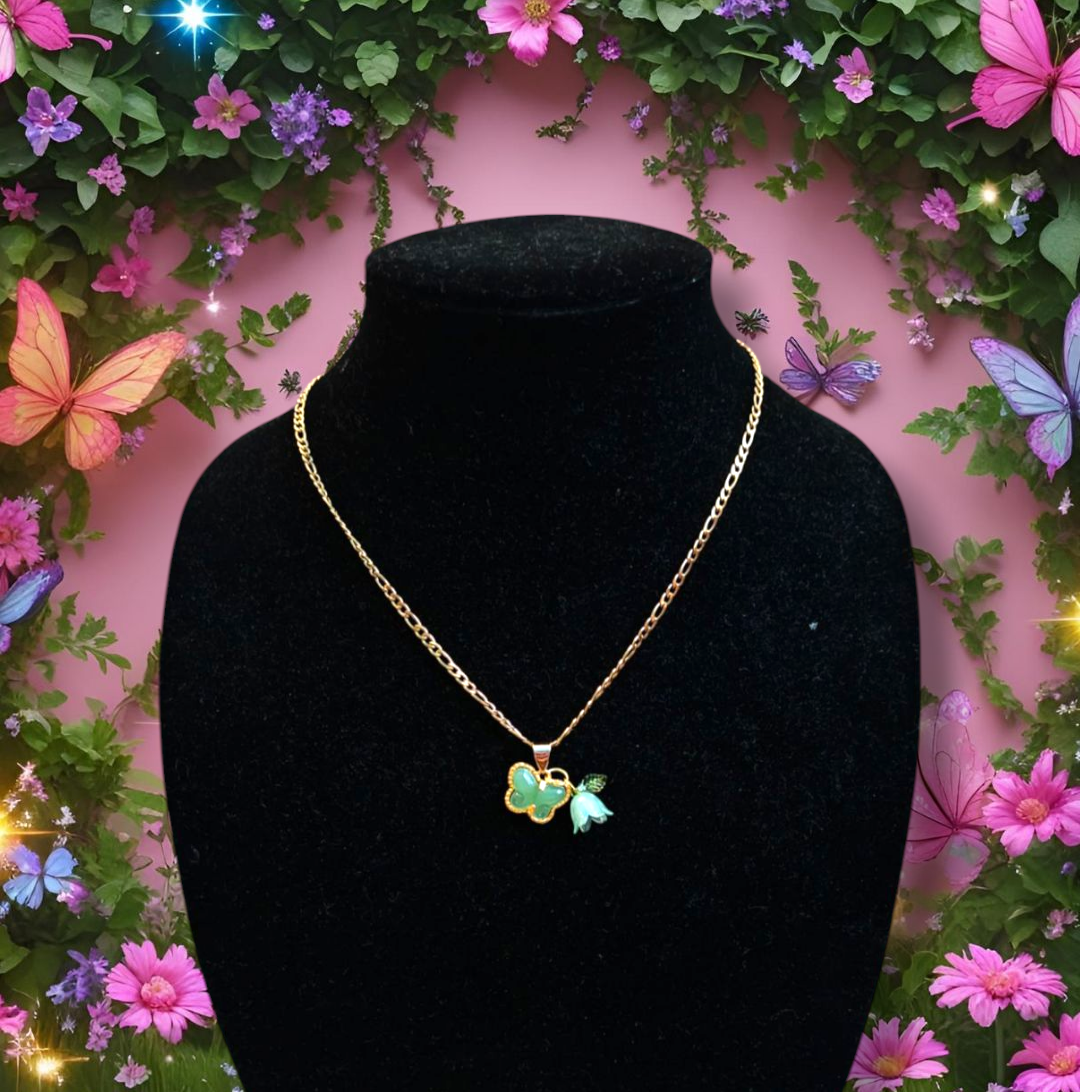 Jasmine Jade Butterfly Flower Necklace