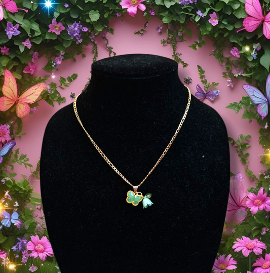 Jasmine Jade Butterfly Flower Necklace